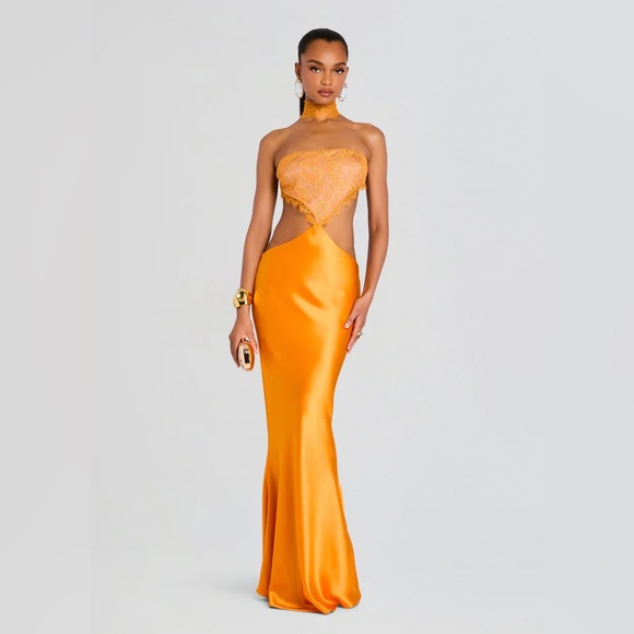 Retrofete Vibrant Orange Backless Dress - Picture 1 of 10